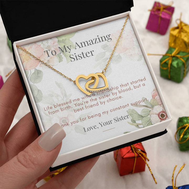 Interlocking Hearts Necklace for Beloved Sister