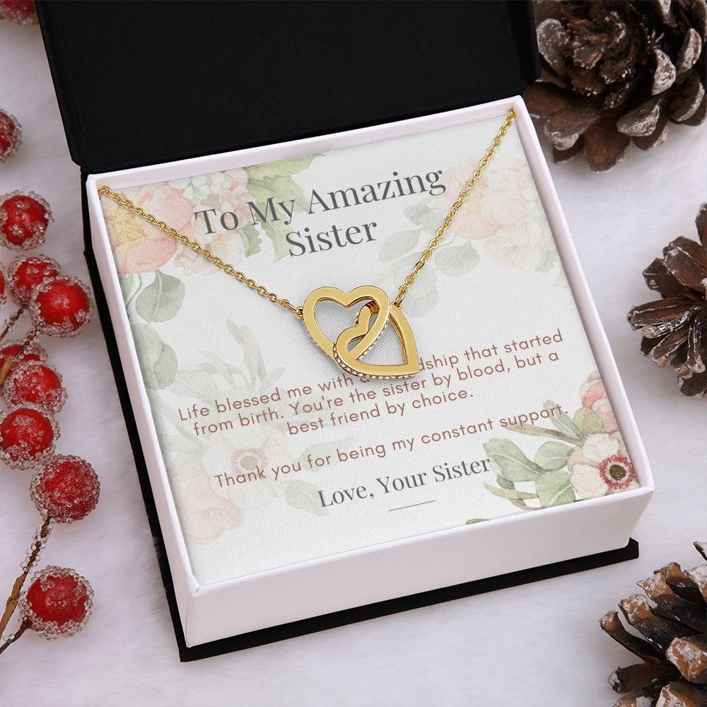 Interlocking Hearts Necklace for Beloved Sister