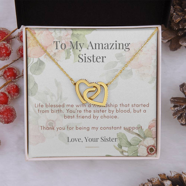 Interlocking Hearts Necklace for Beloved Sister