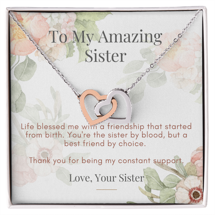 Interlocking Hearts Necklace for Beloved Sister