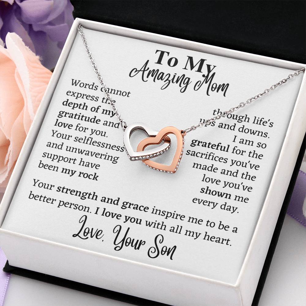 Interlocking Hearts Necklace Gift for Mom