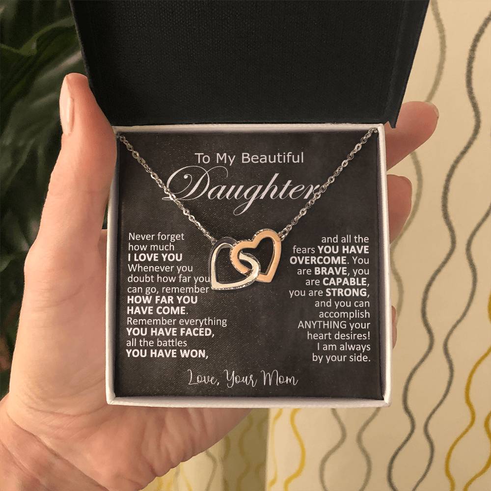 To My Daughter Heart Necklace Gift