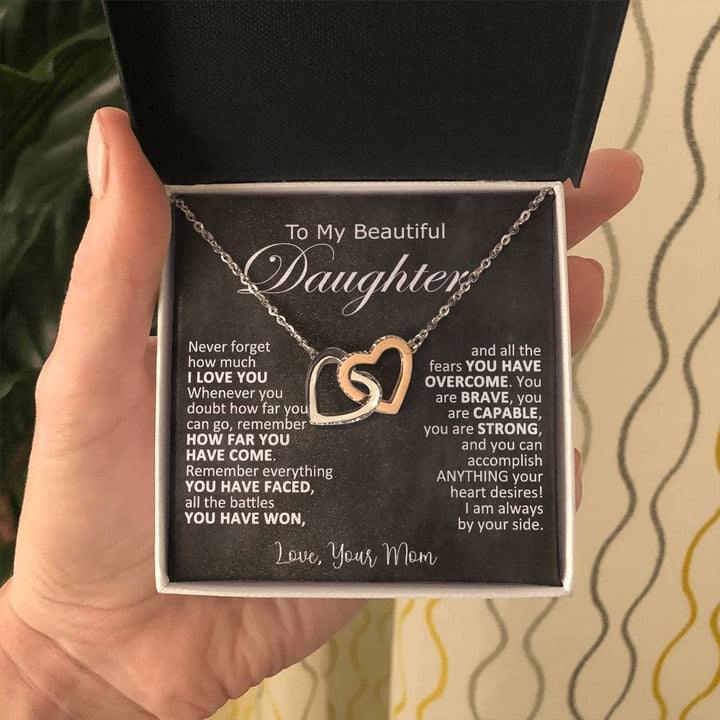 To My Daughter Heart Necklace Gift