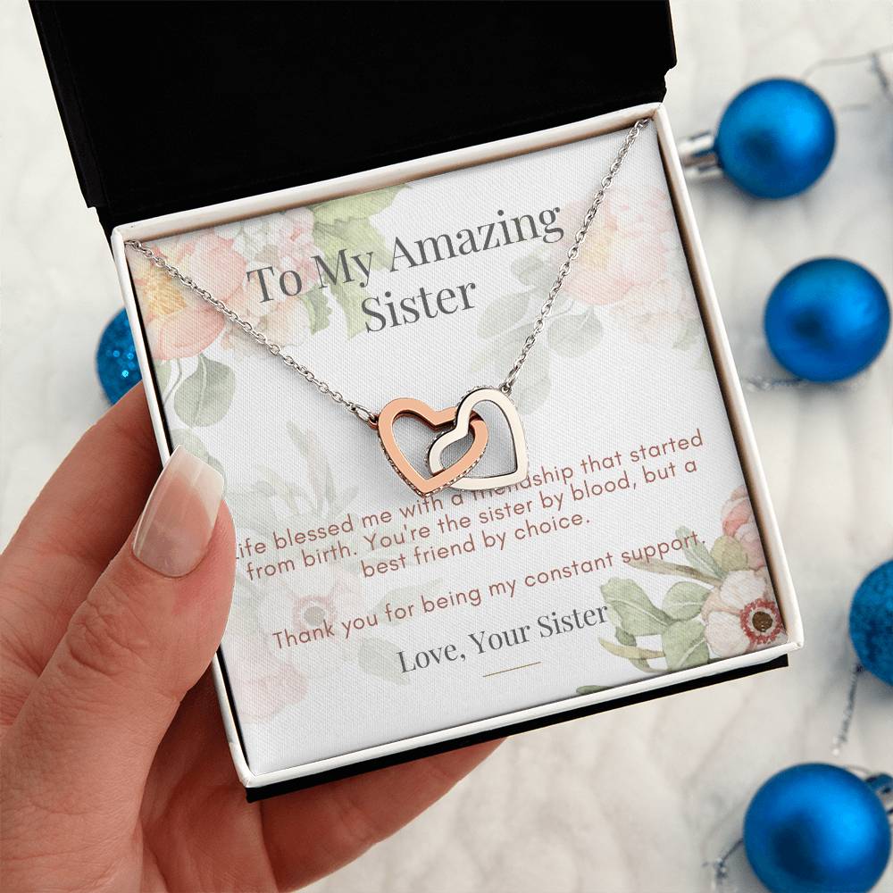 Interlocking Hearts Necklace for Beloved Sister