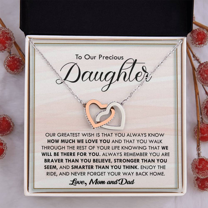 From Parents to Daughter Heart Necklace