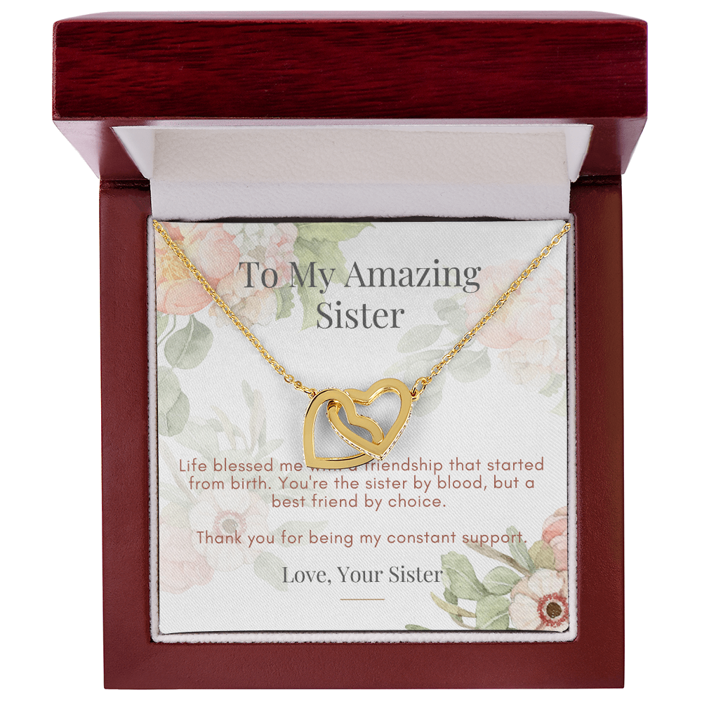 Interlocking Hearts Necklace for Beloved Sister