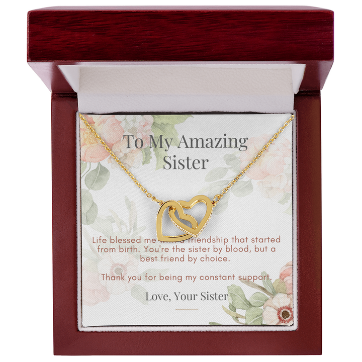 Interlocking Hearts Necklace for Beloved Sister