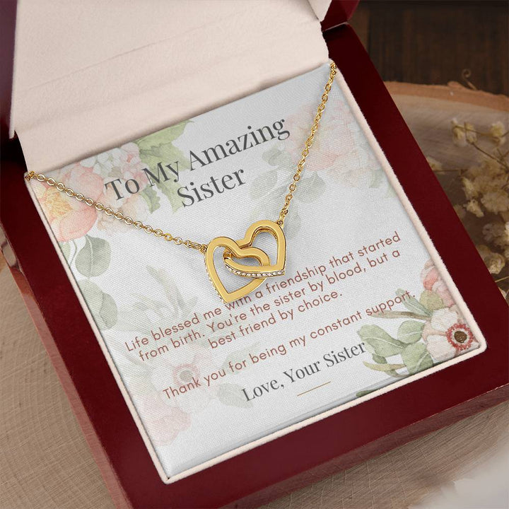 Interlocking Hearts Necklace for Beloved Sister