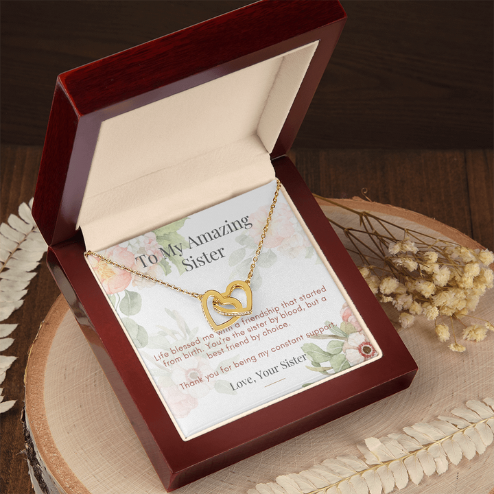 Interlocking Hearts Necklace for Beloved Sister