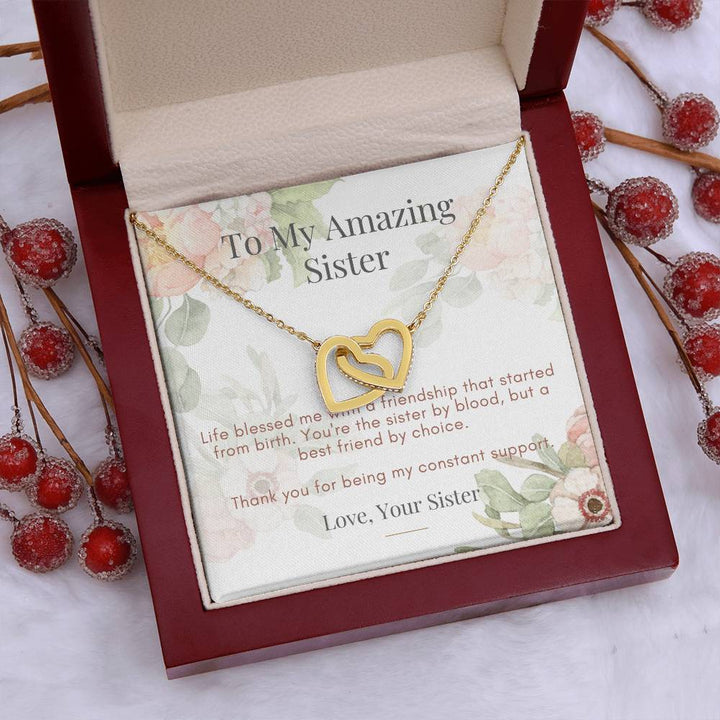Interlocking Hearts Necklace for Beloved Sister