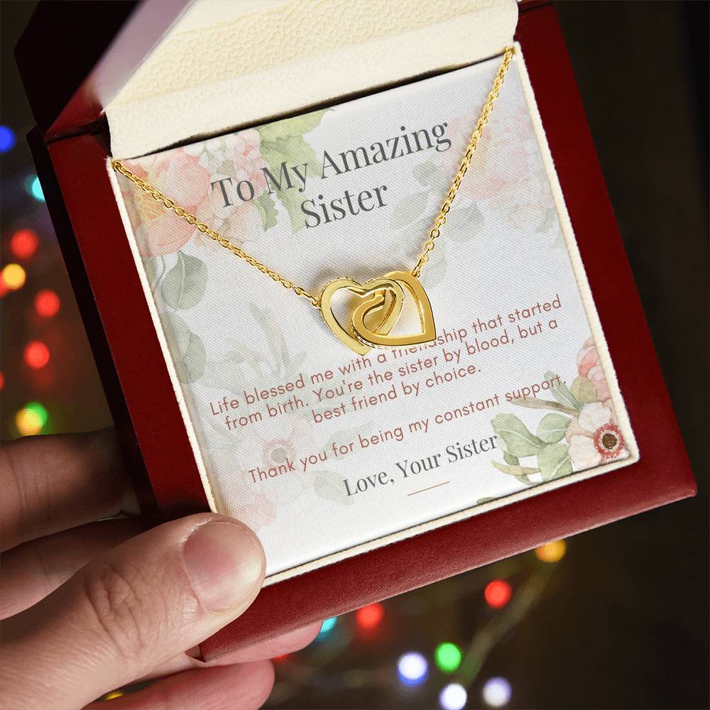 Interlocking Hearts Necklace for Beloved Sister
