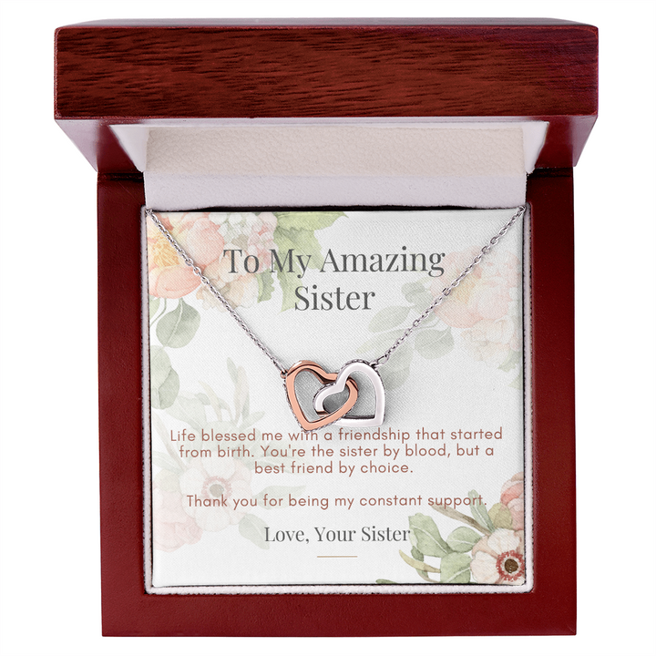 Interlocking Hearts Necklace for Beloved Sister