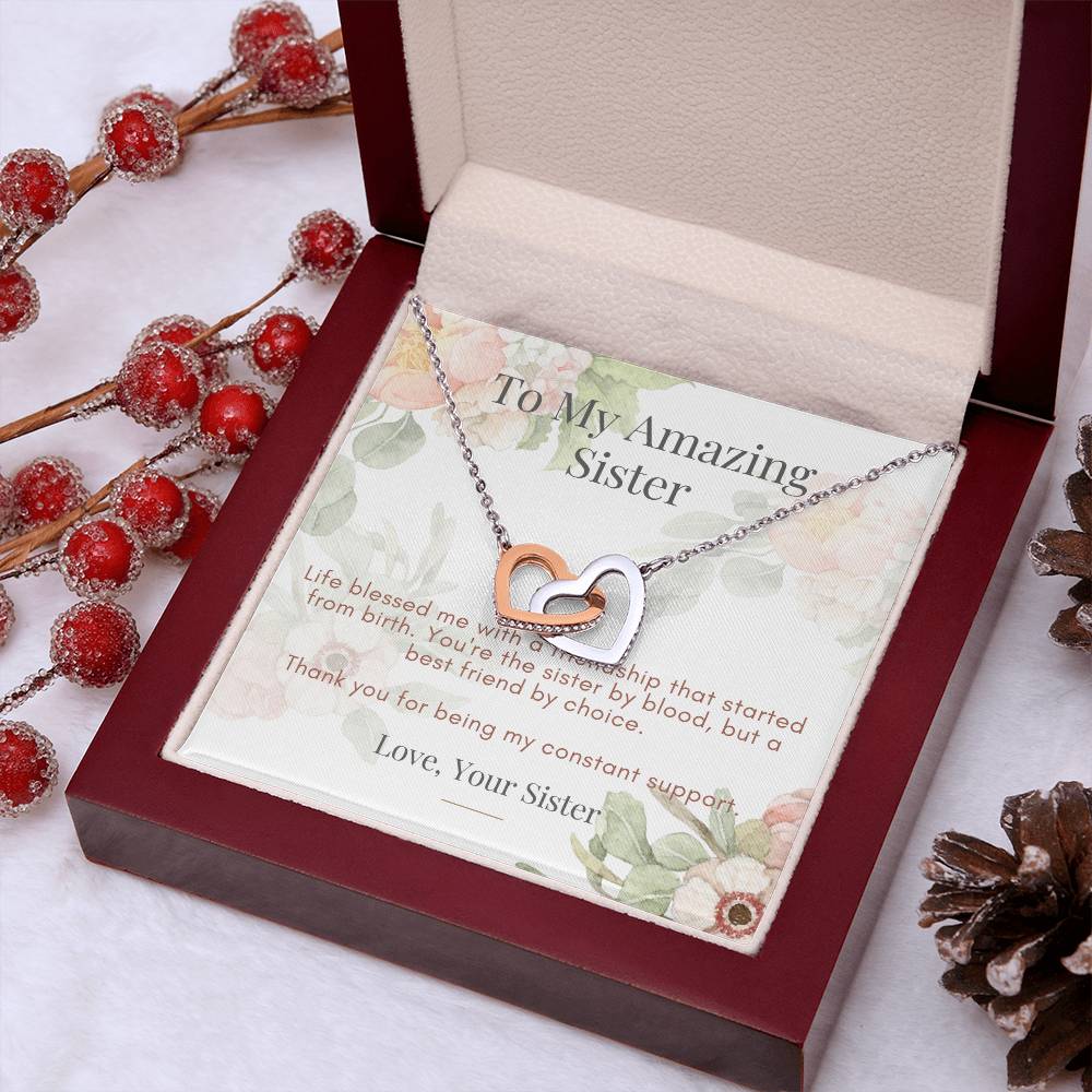 Interlocking Hearts Necklace for Beloved Sister