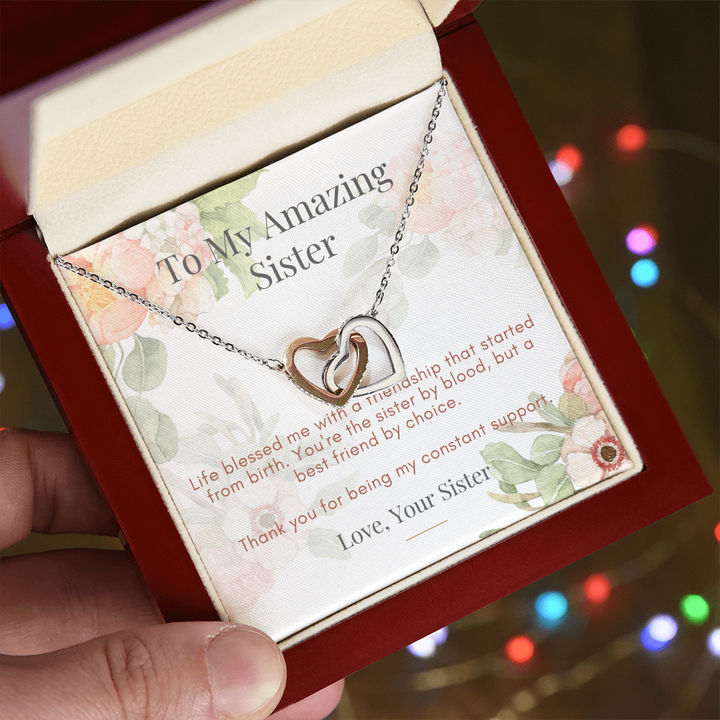 Interlocking Hearts Necklace for Beloved Sister