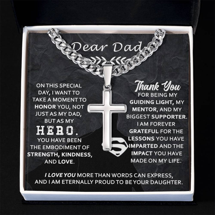 Cross Pendant Necklace Gift for Dad
