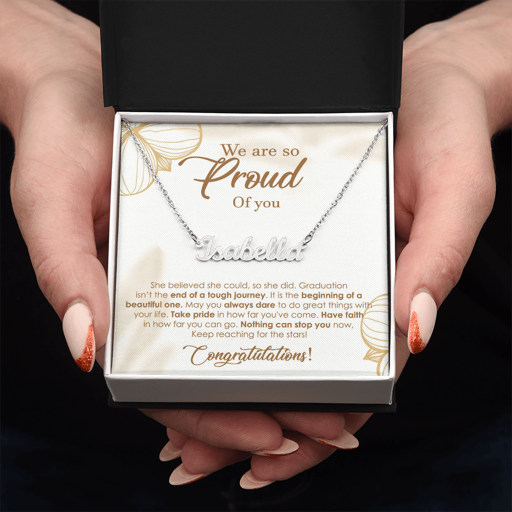 Graduation Name Necklace – Personalized Gift for Her with Inspiring Message