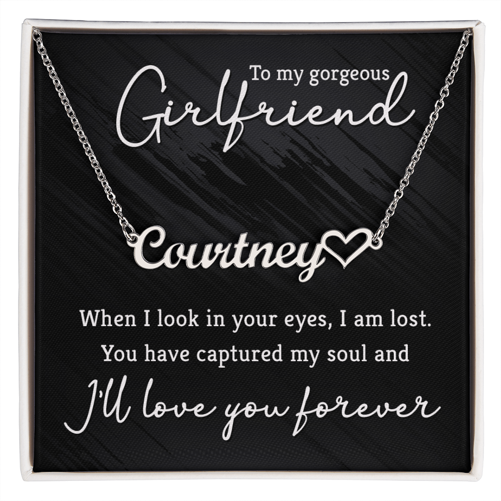 Unique Girlfriend Gift: Personalized Name Necklace with Love Message