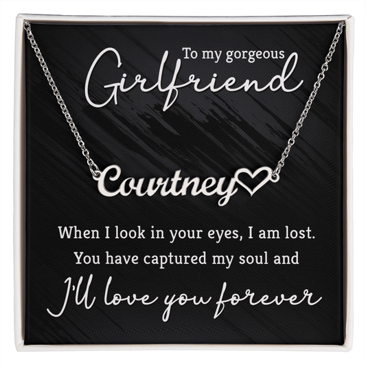 Unique Girlfriend Gift: Personalized Name Necklace with Love Message