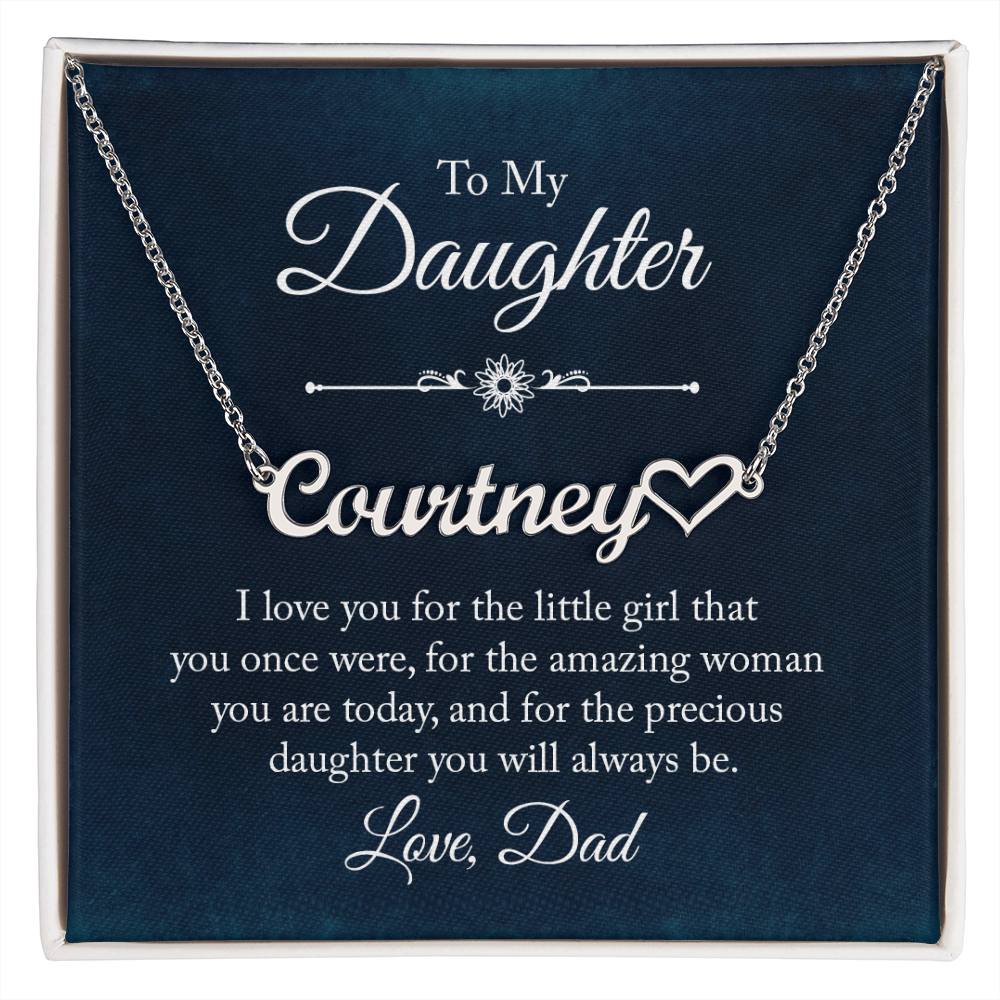 To My Daughter: Custom Name Necklace with Heartfelt Message from Dad