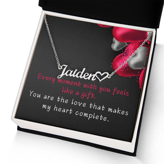 Romantic Name Necklace with Heart Pendant