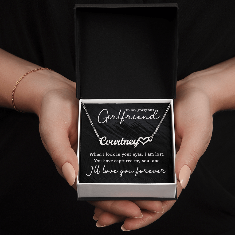 Unique Girlfriend Gift: Personalized Name Necklace with Love Message