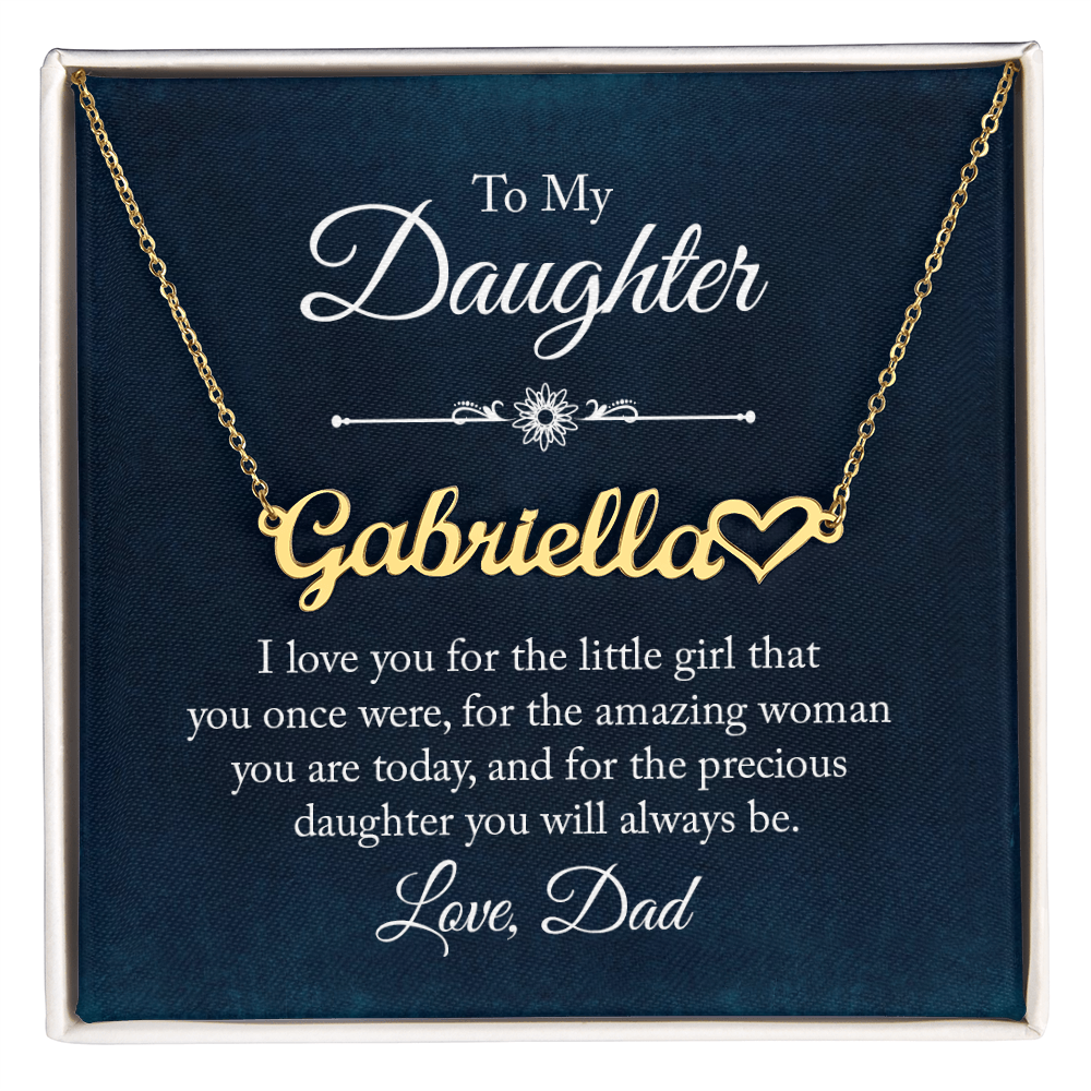 To My Daughter: Custom Name Necklace with Heartfelt Message from Dad