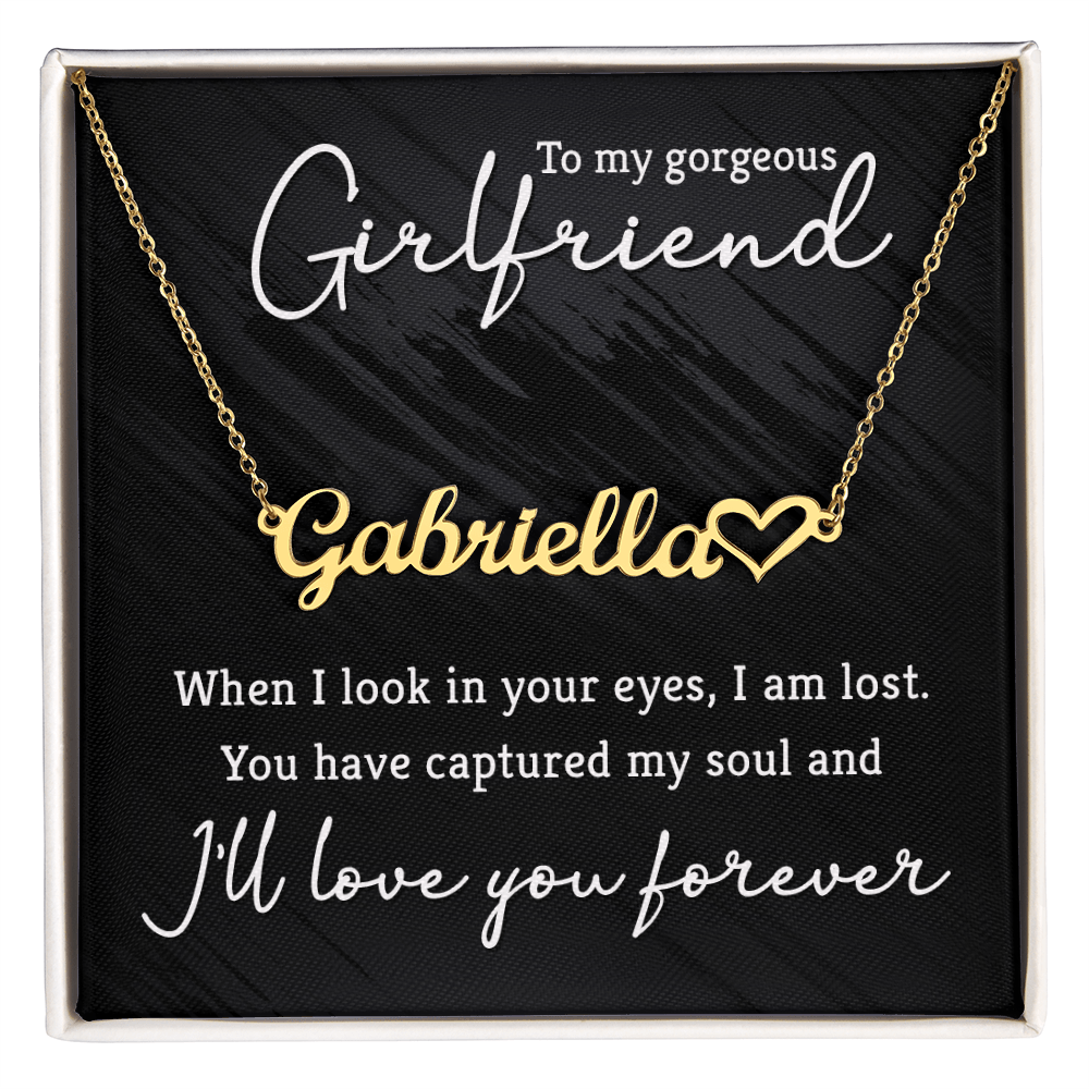 Unique Girlfriend Gift: Personalized Name Necklace with Love Message