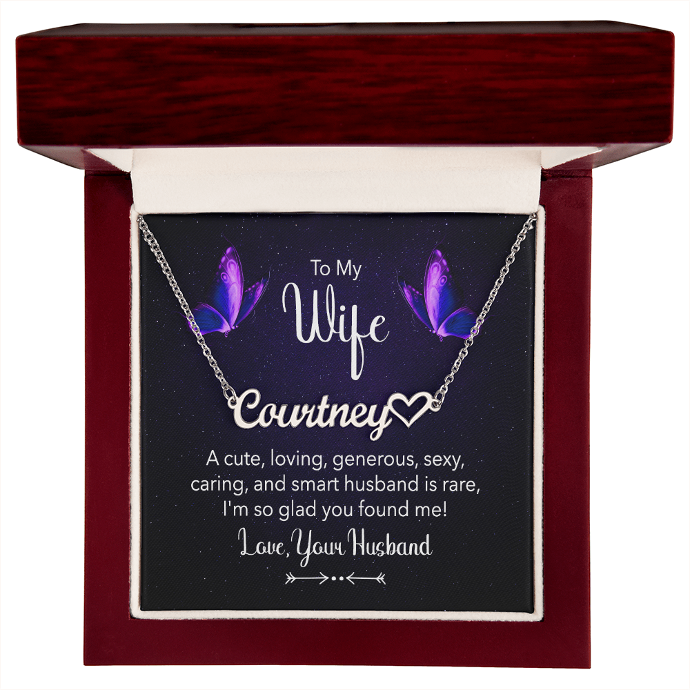 Romantic Valentine Gift for Wife - Personalized Name Necklace Gift