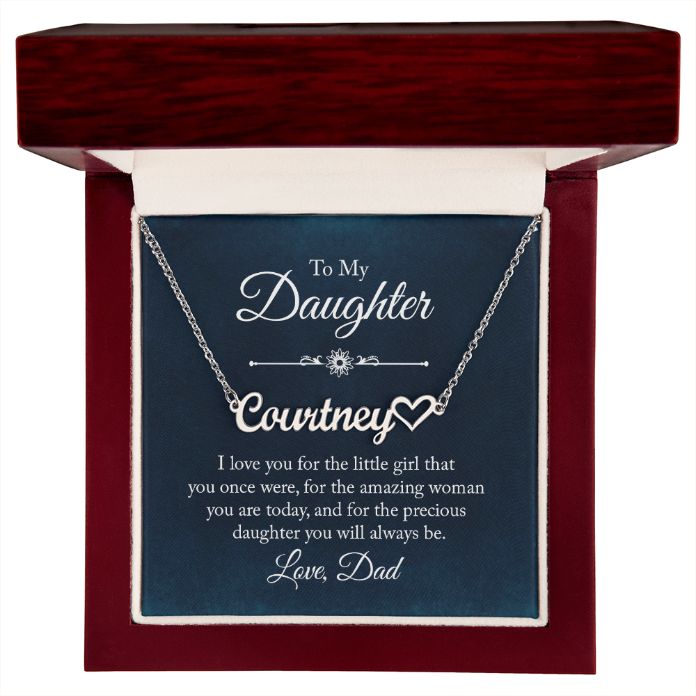 To My Daughter: Custom Name Necklace with Heartfelt Message from Dad