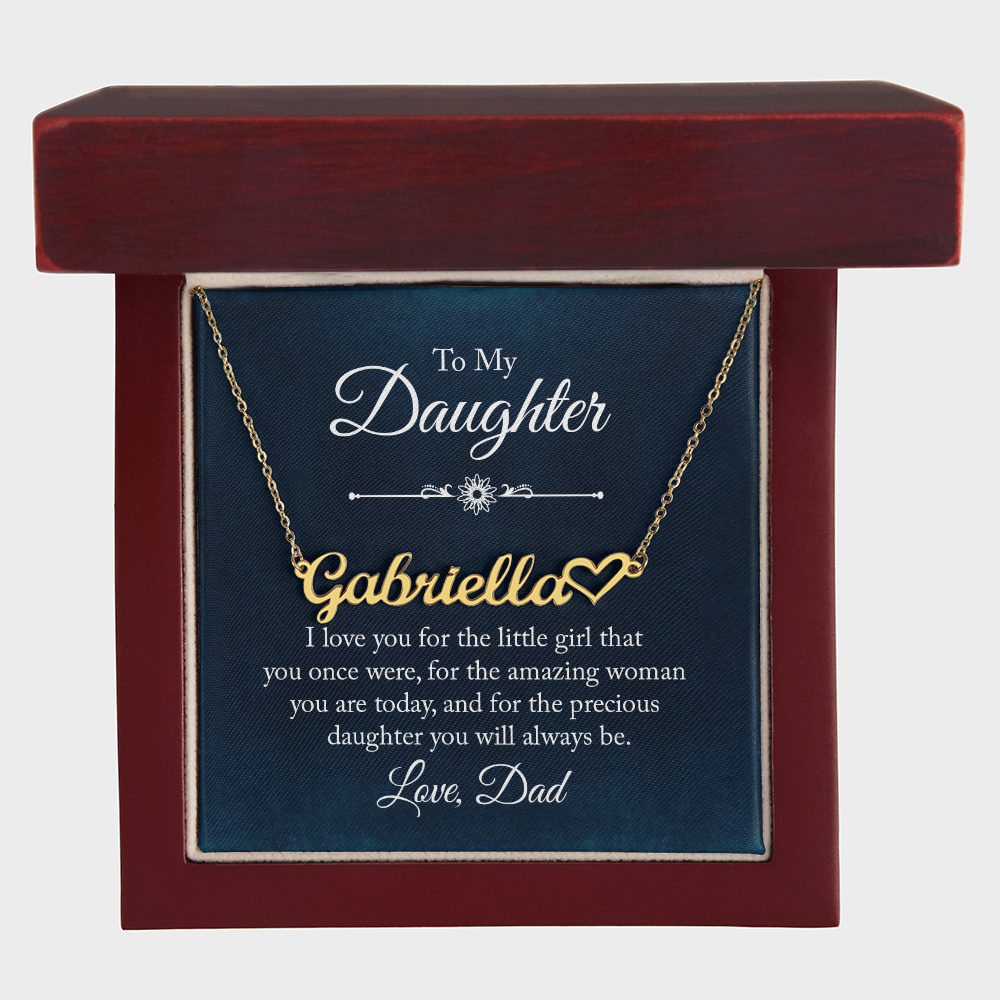 To My Daughter: Custom Name Necklace with Heartfelt Message from Dad