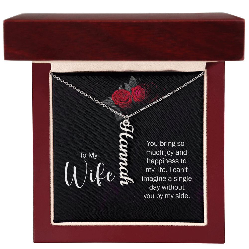 Engraved Vertical Name Necklace for Wife