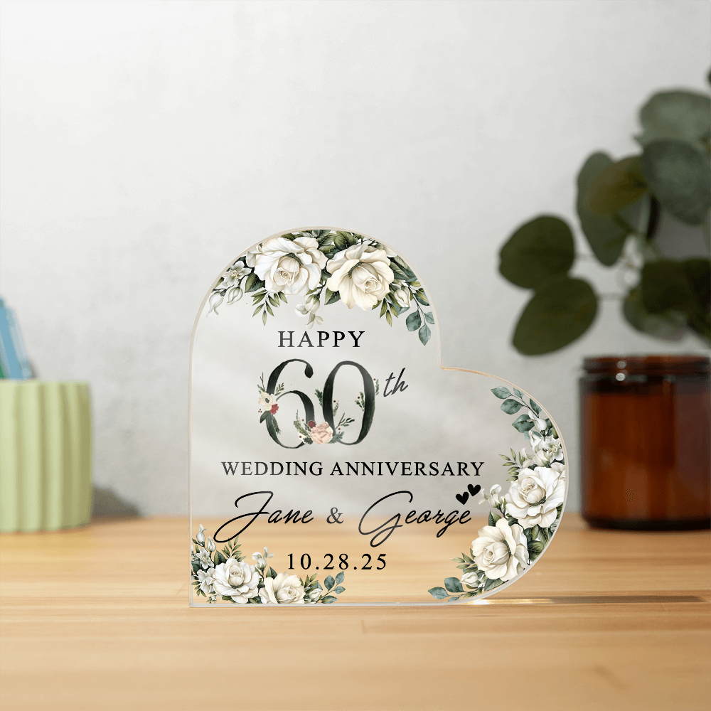 Personalized 60th Anniversary Heart Keepsake
