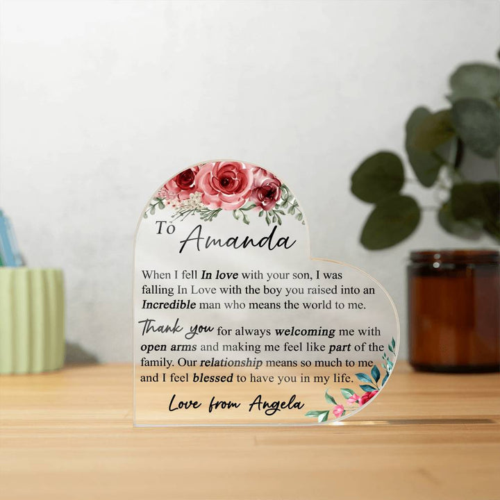 Mother-in-Law Appreciation Heart Acrylic Keepsake
