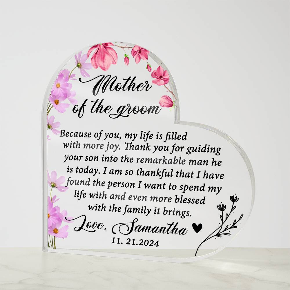 Personalized Mother of the Groom Gift Plaque