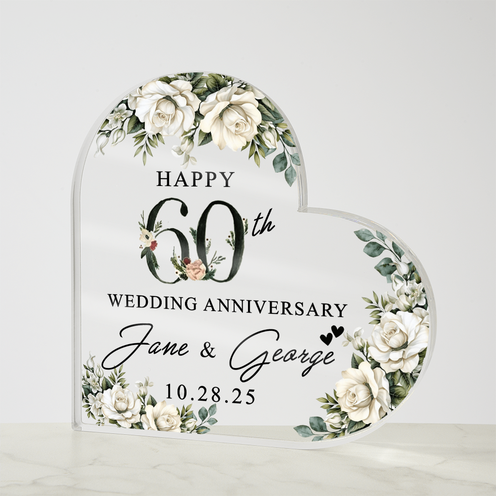 Personalized 60th Anniversary Heart Keepsake