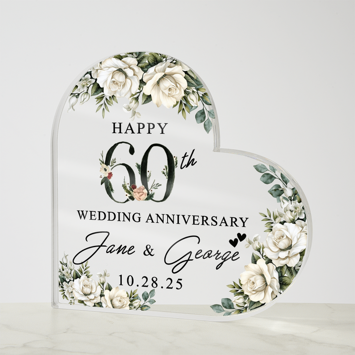 Personalized 60th Anniversary Heart Keepsake