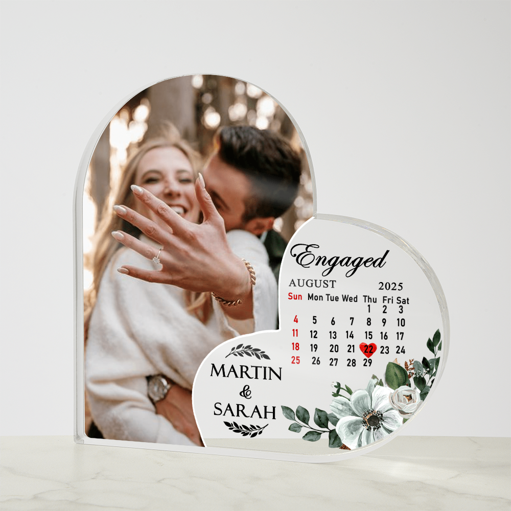 Custom Engagement Date Photo Heart Plaque