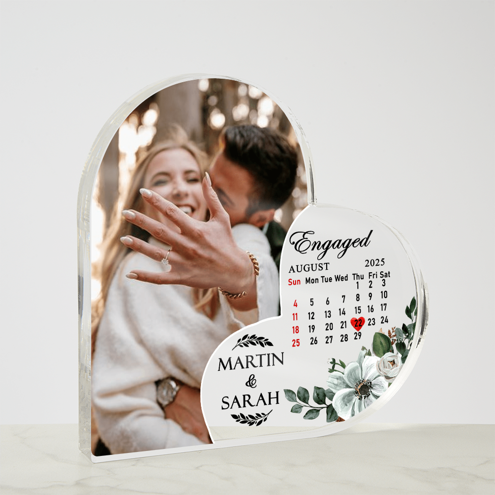 Custom Engagement Date Photo Heart Plaque