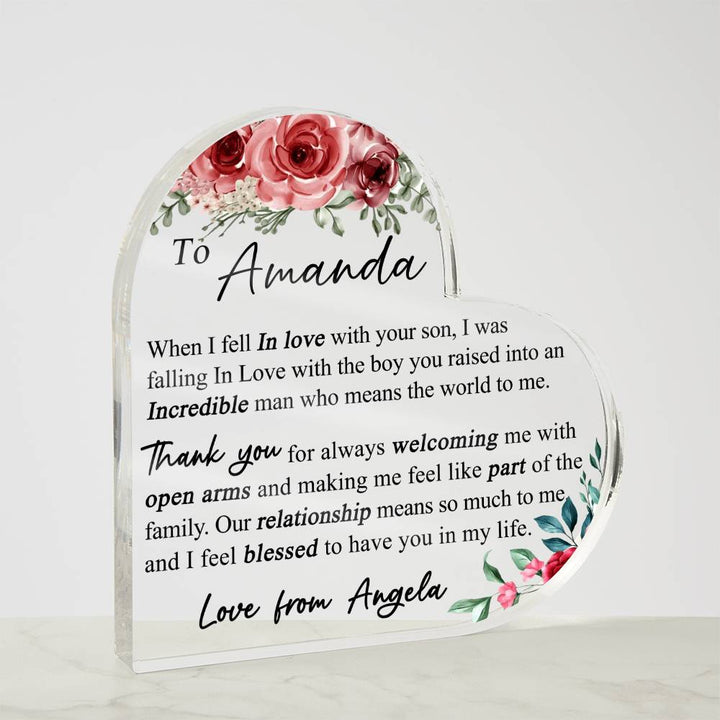 Mother-in-Law Appreciation Heart Acrylic Keepsake