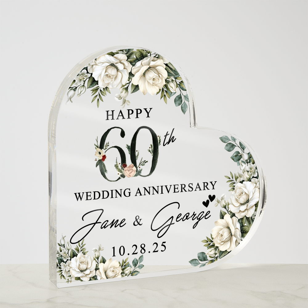 Personalized 60th Anniversary Heart Keepsake