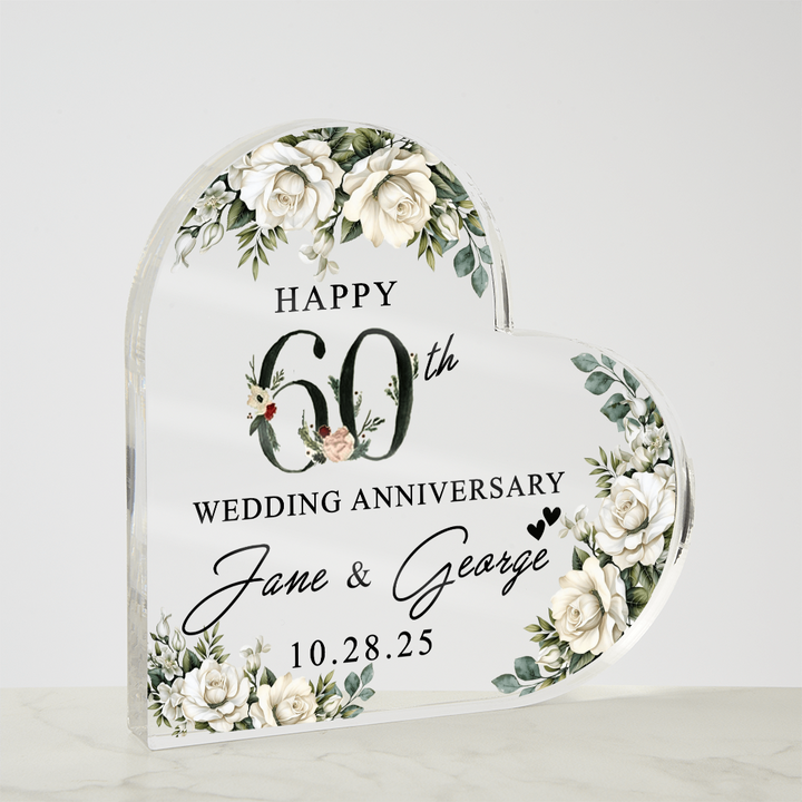 Personalized 60th Anniversary Heart Keepsake