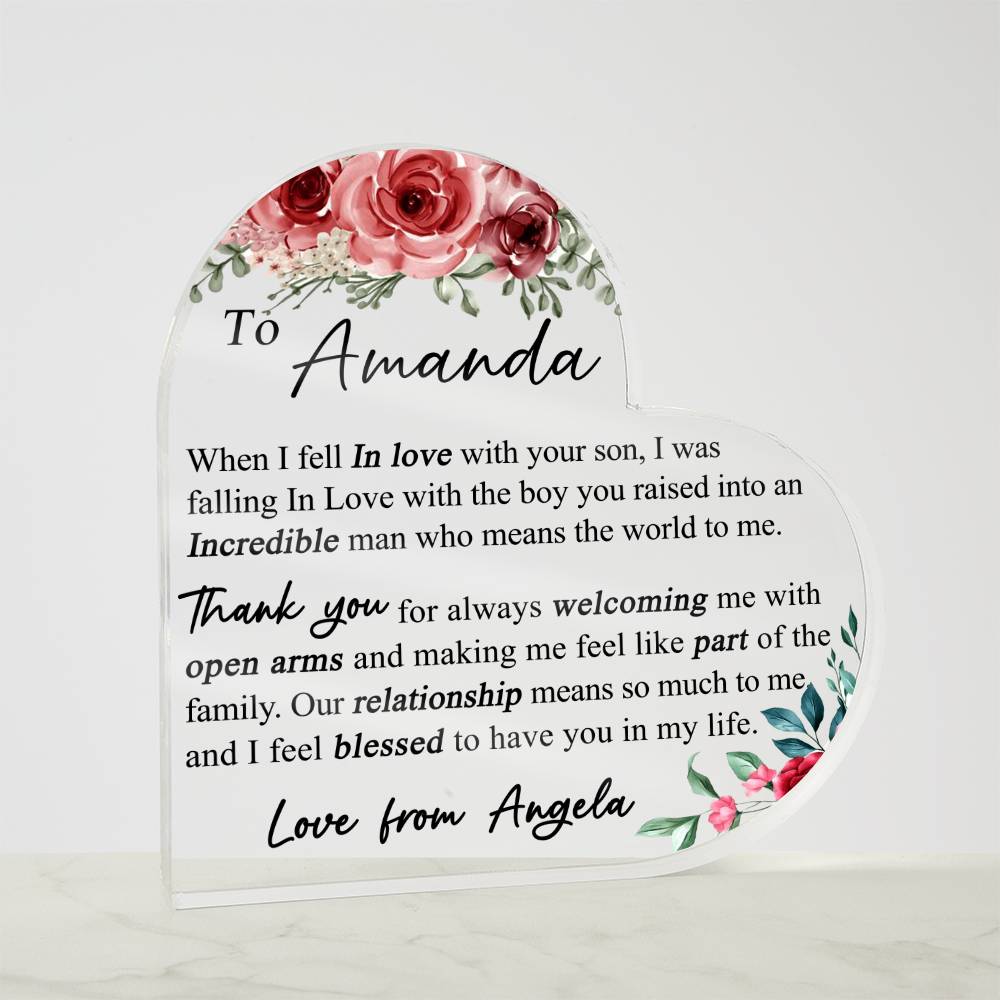Mother-in-Law Appreciation Heart Acrylic Keepsake