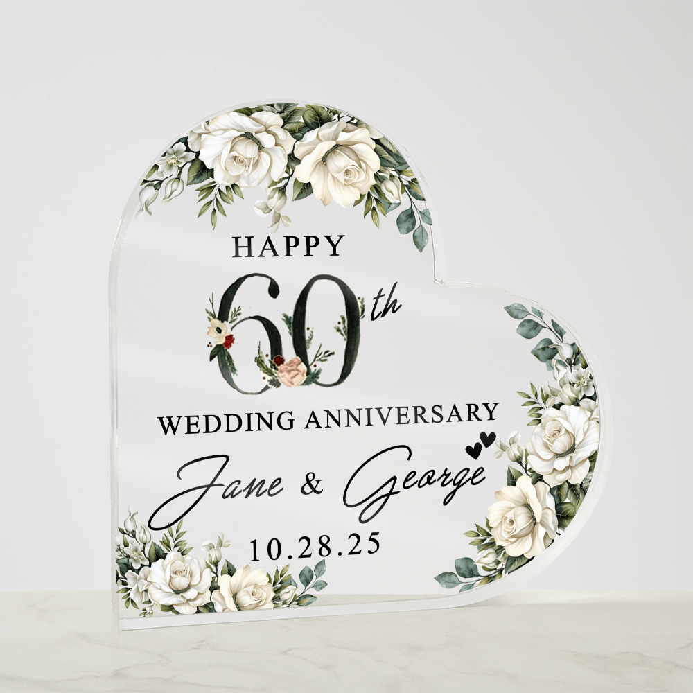 Personalized 60th Anniversary Heart Keepsake