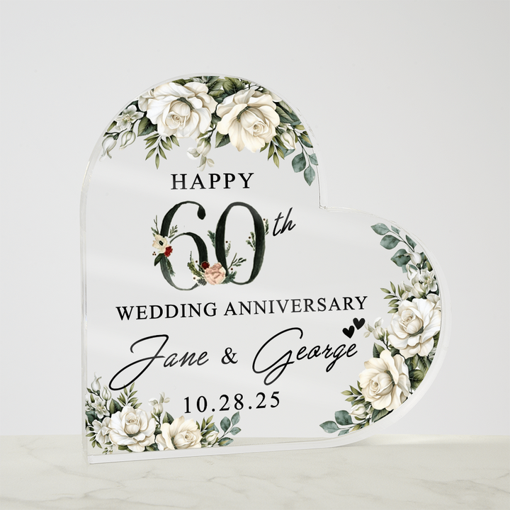 Personalized 60th Anniversary Heart Keepsake