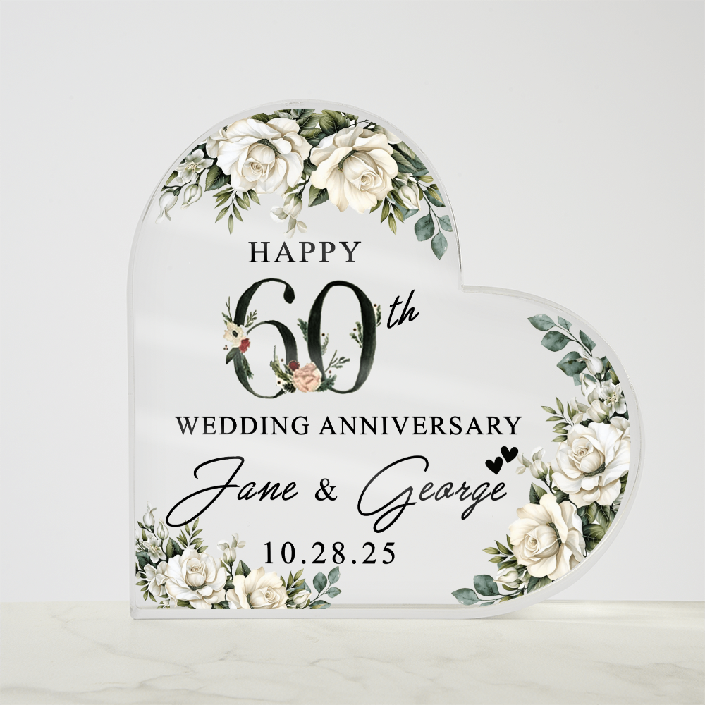 Personalized 60th Anniversary Heart Keepsake