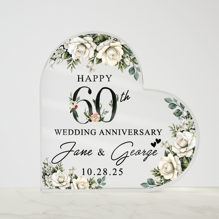 Personalized 60th Anniversary Heart Keepsake