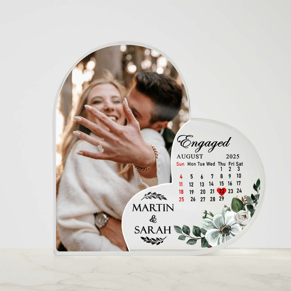 Custom Engagement Date Photo Heart Plaque