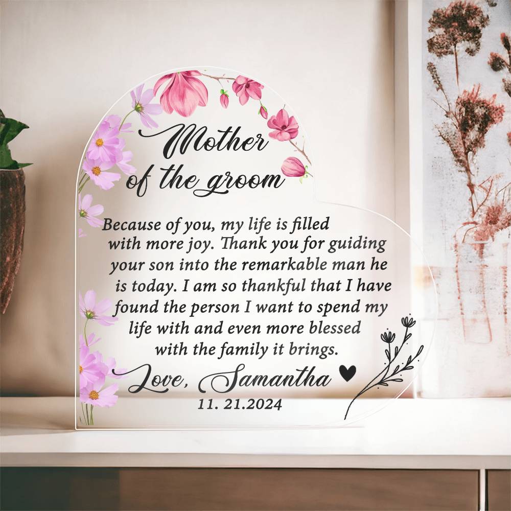 Personalized Mother of the Groom Gift Plaque