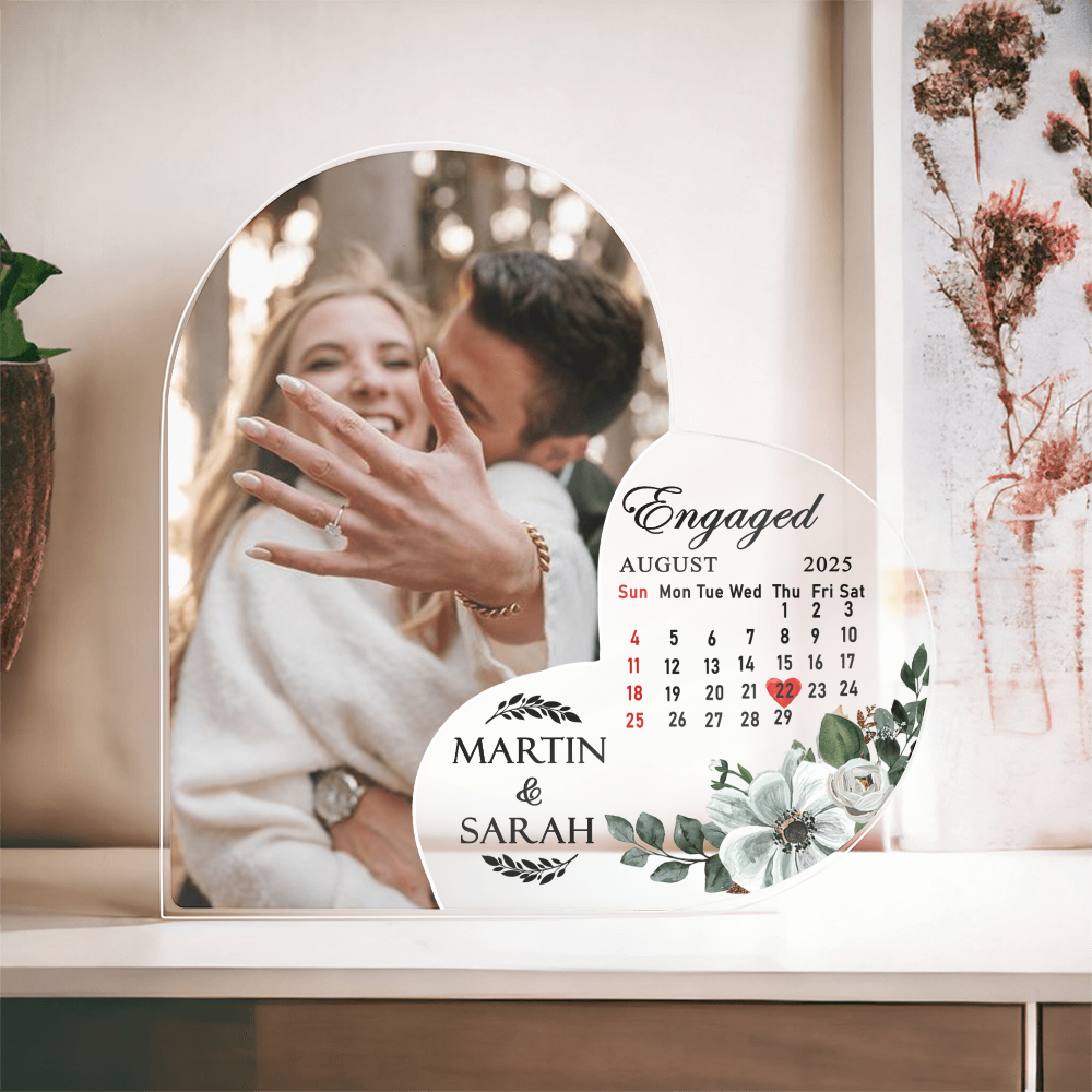 Custom Engagement Date Photo Heart Plaque