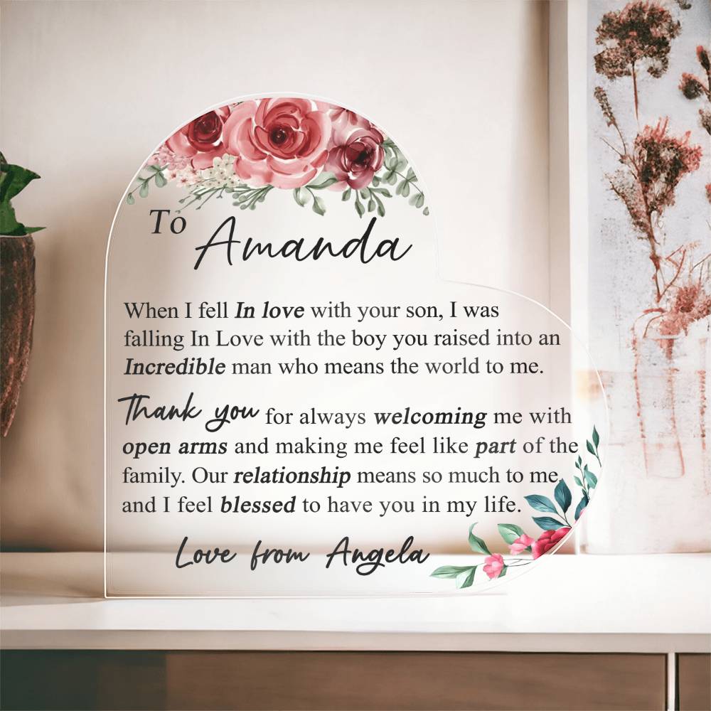 Mother-in-Law Appreciation Heart Acrylic Keepsake